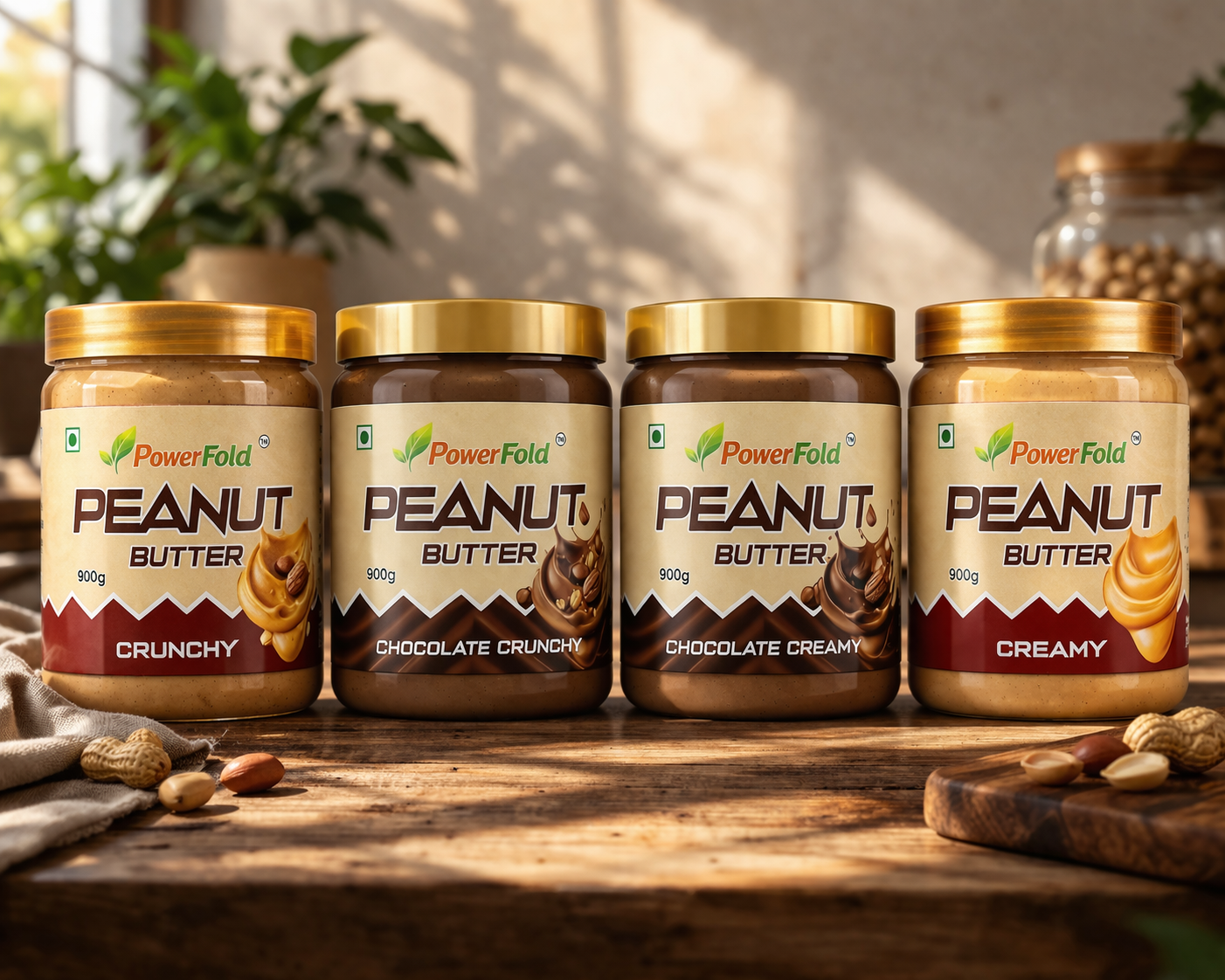 PowerFold Natural Peanut Butter | Creamy, Crunchy & Chocolate | 200g 500g 900g